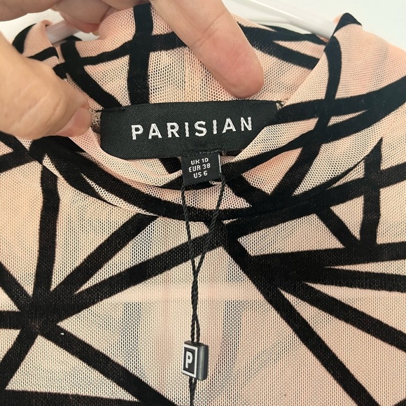 Parisian Geometric felt Patterned women’s sheer bodysuit - Picture 6 of 7